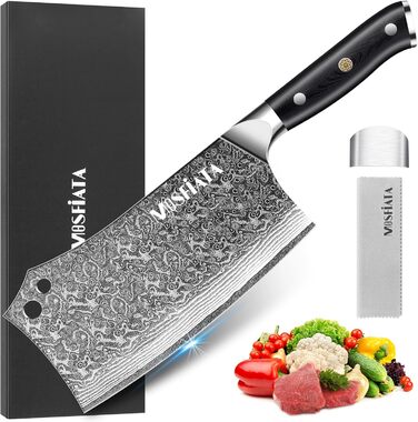 MOSFiATA Кухонний ніж шеф-кухаря з дамаської сталі, 20 см, професійний, з точильним каменем