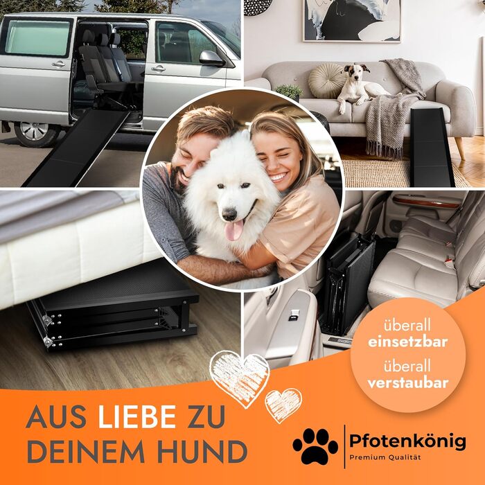 Рампа для собак до 90 кг - PLATZWUNDER - стабільна, преміум-якість, складна, антиковзка, з легкого алюмінію, підходить для всіх автомобілів
