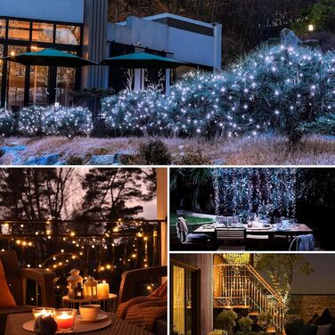 Сонячна гірлянда для дому та саду BTfarm, 2 шт по 15 метрів, 150 LED, IP65, вологостійка, 8 режимів, тепле світло, для саду, тераси, подій