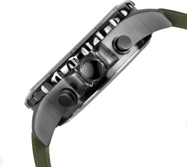 Годинники PINDOWS для чоловіків: водонепроникні спортивні годинники (аналогові/цифрові), багатофункціональні, з LED-підсвічуванням, будильником, секундоміром (зелено-чорні)