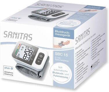 Тонометр Sanitas SBC 15 на зап'ястя, автоматичний вимірювач артеріального тиску та пульсу, функція попередження про можливі аритмії