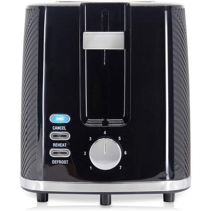 Набір для сніданку: тостер на 2 підсмажування, 7 рівнів підсмажування та бездротовий чайник 1,7 л, 2200 Вт, чорний, BPA-free, сучасний дизайн