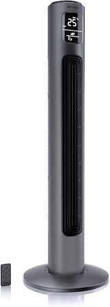 Brandson ECO Tower Fan - Silent DC Motor, 12 Speed, Remote Control, Timer, Energy Efficient, Cool Grey