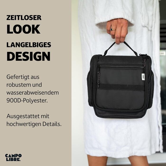 Чоловіча косметичка Tony Kulturbeutel Capo Libre® з 11 відділеннями, преміум-якість, водонепроникна, чорна (M)