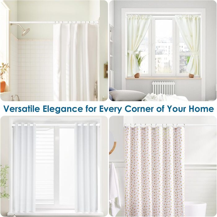 Штанга для душу/шторки без свердління AIZESI, 80-190 см, 1 шт. (Біла)