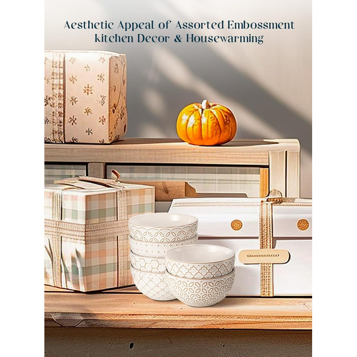 Набір мисок DOWAN для мюслі, 6 шт., 680 мл. Великі миски для мюслі, вечері, супу, салату. Яскраві миски для сервірування на Різдво.