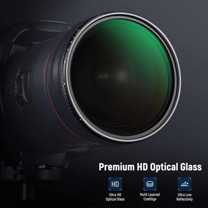 NEEWER Фільтр ND Variabler 67mm ND2-ND400, Графільтр з HD склом, Алюмінієва рамка
