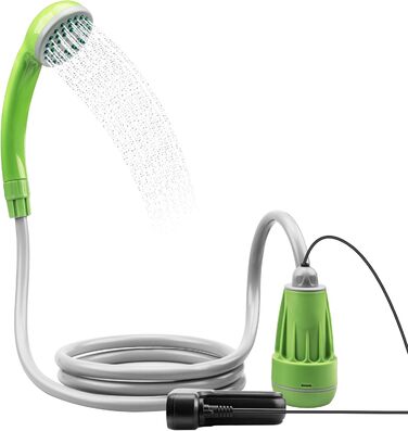LIBERRWAY Camping Shower Battery Powered Camping Shower Outdoor with Shower Hose and Rechargeable Battery Water Pump for Garden Travel Car Washing (Green)