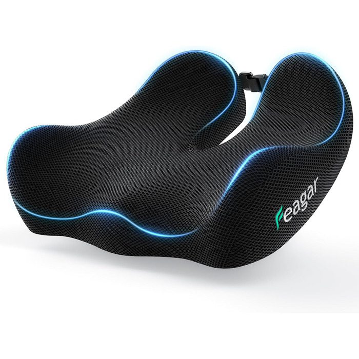 Ортопедична подушка для сидіння Feagar з memory foam - ергономічна подушка для офісного крісла, авто та дому - для полегшення болю в куприку при тривалому сидінні, неслизька (до 100 кг)