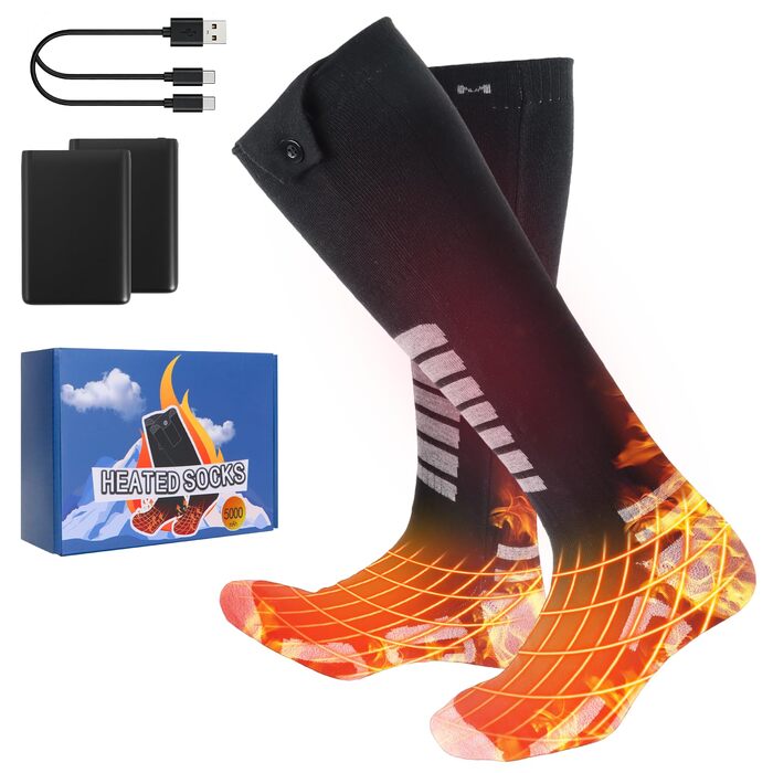 Гріючі шкарпетки для жінок та чоловіків Ninonly з 4 рівнями нагріву, акумулятор 5000mAh, для катання на лижах, піших прогулянок, кемпінгу та зимових активностей
