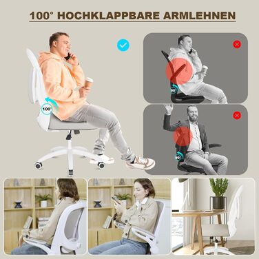 Офісний стіл ергономічний, комп'ютерний стілець з 4D поперековою підтримкою, регульовані підлокітники, сітчаста спинка, відповідає EN12520, сірий бежевий