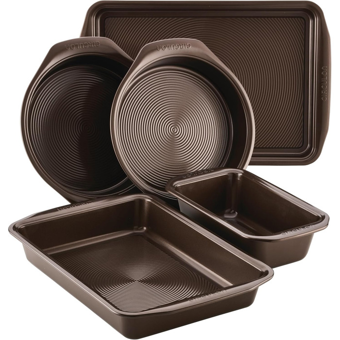 Набір форм для випічки Circulon з антипригарним покриттям (5 шт.) - для хліба, кексів, тортів, шоколадного кольору