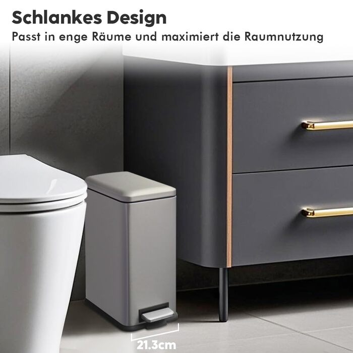 Трюмний смітник для кухні, нержавіюча сталь, 17л, з кришкою та внутрішнім відром