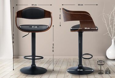 Kingston Adjustable Bar Stool with Premium Faux Leather Cushion - Walnut/Black
