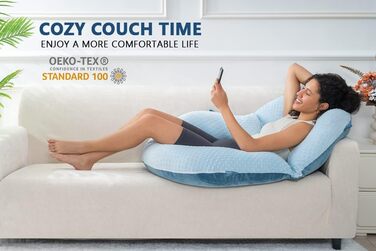 Інсен подушка для читання, спинка для сидіння в ліжку, для читання, відпочинку, для медсестер та дорослих, для матерів та дітей, подушка для преса в ліжку, блакитна (оновлена, оксамит блакитний)