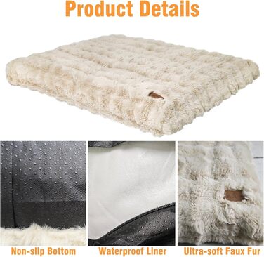 Килимок для собак BingoPaw: великий, миючий, м'який, водонепроникний, з антиковзаючою основою, 90x60x10 см (XL: 105x70x12 см, Бежевий)