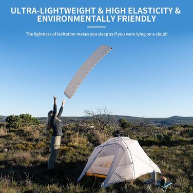 Naturehike Yugu: самонадувний килимок для кемпінгу та трекінгу (3,5 см) сірий