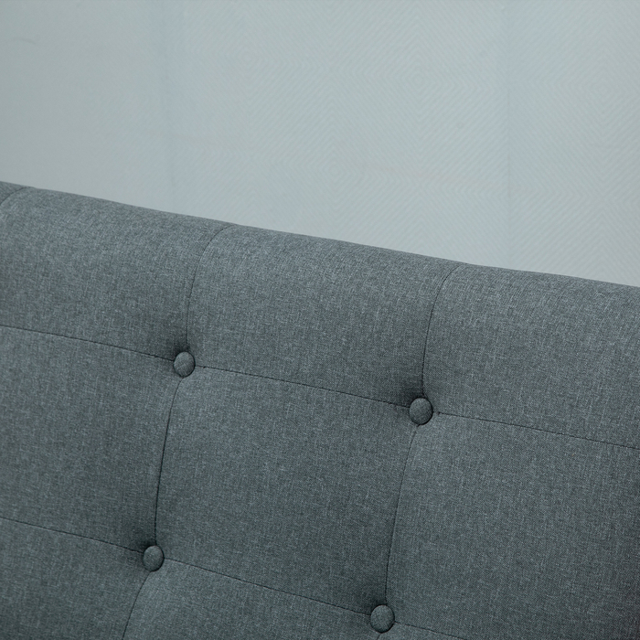 HOMCOM Подвійне диван-крісло Loveseat на 2 місця з м'якою оббивкою, компактний дизайн з льону та гумового дерева, сірого кольору, розміром 115x66,5x73 см для вітальні