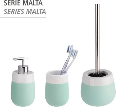 Дозатор для мила WENKO Malta, керамічний, 290 мл, білий (м'ятний/білий)