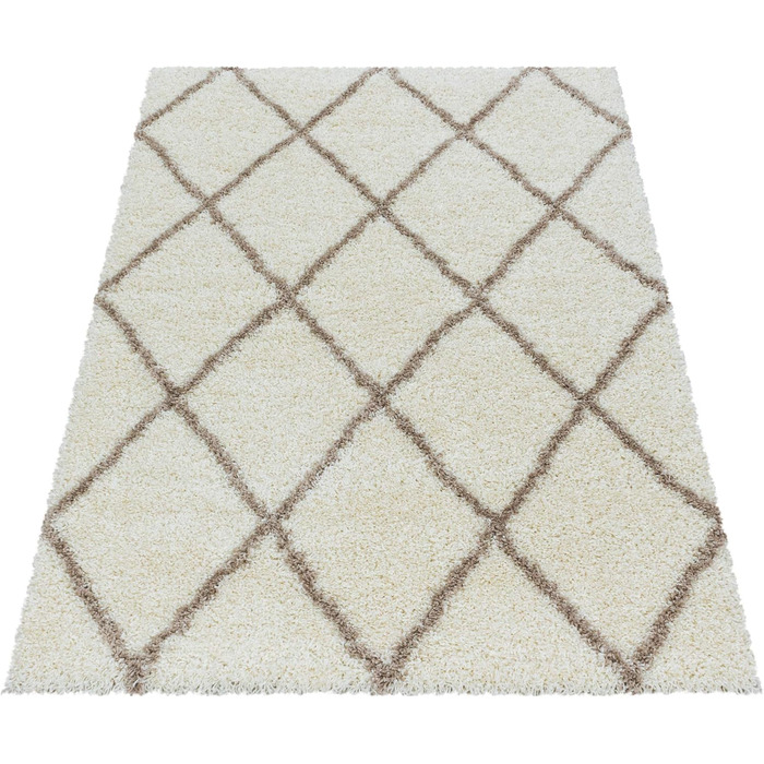 Круглий килим HomebyHome Shaggy 160 см - м'який пухнастий килим з високим ворсом, стиль сканди, колір кремовий. Підходить для вітальні, спальні, кухні, коридору.