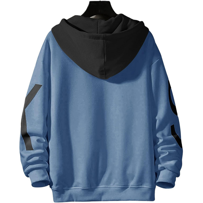 Чоловіча толстовка з капюшоном, світшот з довгим рукавом, базова модель, класичний чоловічий світшот, унісекс, повсякденний стиль, весна/літо/осінь/зима, білий (4XL, 1 блакитний)