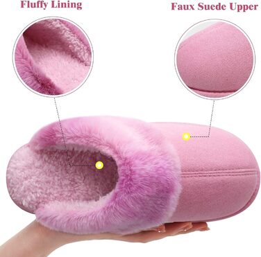 Жіночі домашні тапочки Jiajiale: теплі, пухнасті сліпони для зими з м'якою устілкою та зносостійкою гумовою підошвою. Рожевий, 37 EU