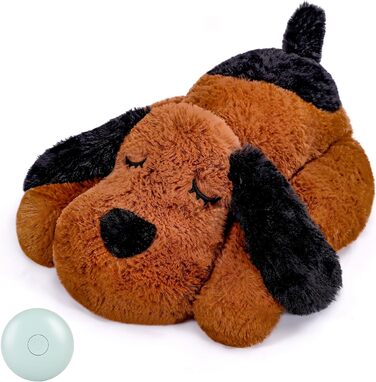 Heartbeat Puppy Plush Dog Toy, Puppy Heartbeat Stuffed Animal for Dogs Anxiety Relief Behavior Aid Toy, Heartbeat Plush Toys for Dogs (dark brown)