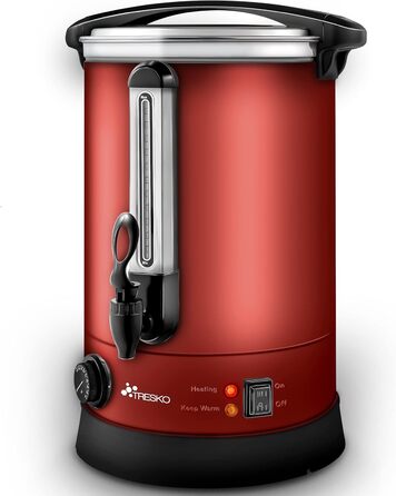 Glühwein Cooker 6.8L / 1500W Canning Machine made of Stainless Steel Glühwein Kettle Glühwein Machine Hot Beverage Machine Hot Water Dispenser (30 Liter, Red)