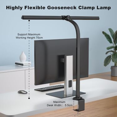 LED лампа для столу 24W, 80 см, регульована яскравість, зміна колірної температури, захист очей, без відблисків, для офісу та дому