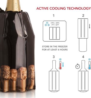 Vacu Vin Flexible Champagne Cooler - Reusable Champagne Bottle Design - Bottle Cooler for Standard Bottle Size