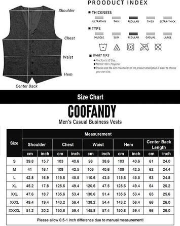 Жилет чоловічий COOFANDY Casual Business Slim Fit, 3XL, Синій