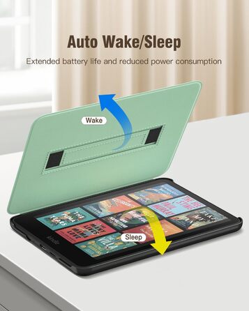 Чохол MoKo для Kindle Paperwhite 12-го покоління (2024) та Kindle Colorsoft Signature Edition (2024), зелений, з авто-ввімкненням/вимиканням та зручною петлею для руки