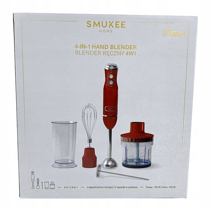 Ручний блендер Smukee Vintage 4в1, 700 Вт, червоний