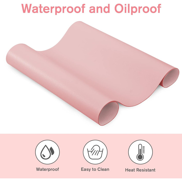 PINKCAT Килимок для миші з PU-шкіри, двосторонній, 80 x 40 см (світло-зелений+світло-блакитний)