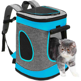 Складана переноска для собак та котів - транспортна сумка для подорожей на авто та літаку. Міцна переноска-рюкзак сіро-зеленого кольору (сіро-блакитного).
