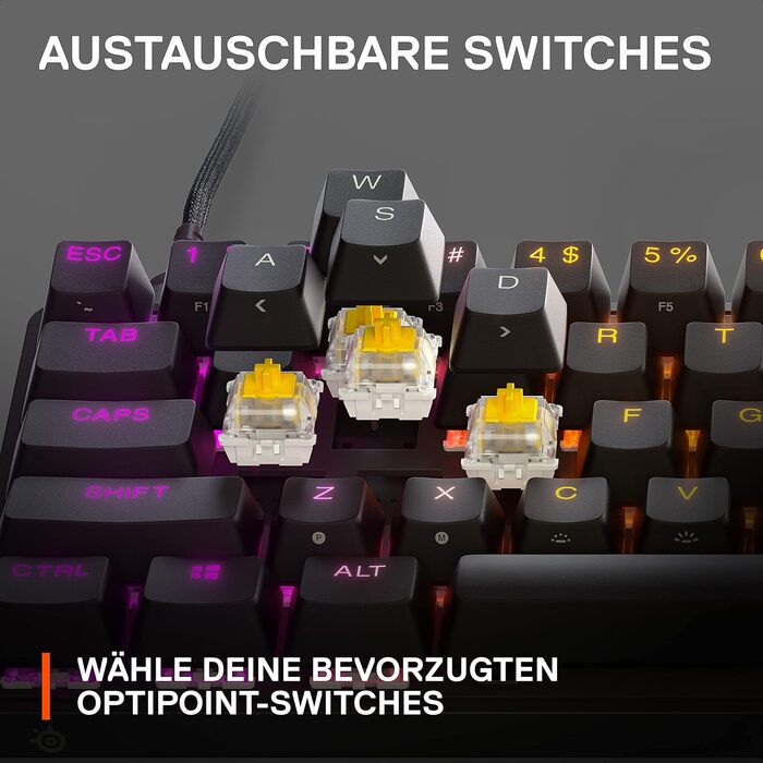 SteelSeries Apex 7 - Механічна ігрова клавіатура з OLED дисплеєм – Німецька (QWERTZ) розкладка – Оптичні перемикачі