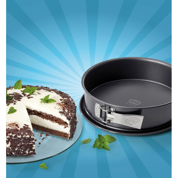 Dr. Oetker Springform, Ø 26 cm, leak-proof cake pan, round steel baking pan with ceramic-reinforced non-stick coating (color: gray), quantity: 1 piece