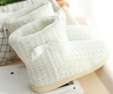 Тапочки додому жіночі з плюшевою підкладкою, з міцною підошвою, нековзні, 41/42 EU, білі