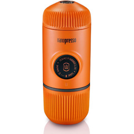 WACACO Nanopresso Portable Espresso Machine, Upgrade Version of Minipresso, 18 Bar Pressure, Small Travel Coffee Machine, Without Protective Case, Manual Operation, for Camping and Hiking, Orange
