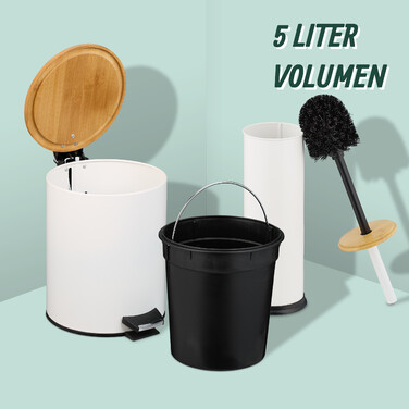Relaxdays 2-Piece Bathroom Set with Waste Bin & Toilet Brush