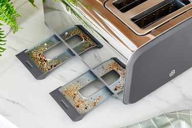 Тостер Swan ST14620GRYN Nordic з 4-ма тостами, 1500 Вт, сірий