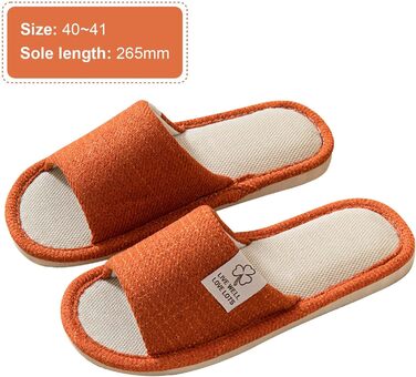 Льняні домашні тапочки на літо - дихаючі, з антиковзною підошвою для дому, готелю, для жінок та чоловіків, 36/37 EU, помаранчеві