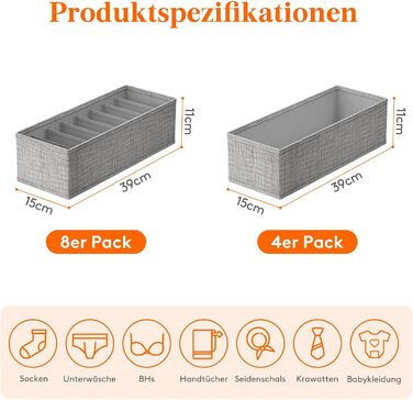 Lifewit 10-Piece Hemnes Organizer Set for Dresser, Changing Table, Closet Organizer, Drawers, Organization System for Changing Supplies, Baby Clothes, Socks, Bras, Underwear (12-Piece Pack for HEMNES 160cm)
