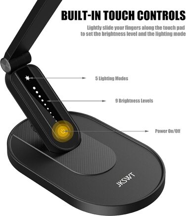 Торгова лампа JKSWT для догляду за очима, диммируемая, 5 режимів кольору, 72 LED, USB-порт, сенсорне керування, функція пам'яті, чорна
