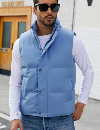 Чоловічий пуховий жилет Flygo - теплий, легкий, без рукавів, блакитний (XL)