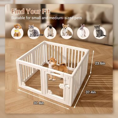 Клітка для собак з дверцятами, безпечна клітка для собак, цуценят, котів, кроликів, горностаїв, легка у встановленні та чищенні, пластикова клітка з анкерами та присосками для маленьких тварин (100 x 100 см)