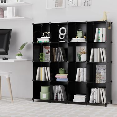 Wardrobe, Portable Shelving System, Plastic Closet with 2 Hanging Rods, Bedroom Wardrobe Closet White (Black)