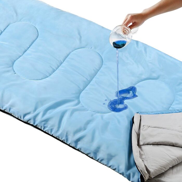 SOULOUT 3-4 Season Sleeping Bag - Waterproof Lightweight Sleeping Bag for Camping, Travel & Outdoor Activities - Ideal for Adults & Kids - 220 x 83 cm (Sky Blue / Left Zip)