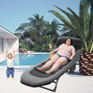 Розкладне ліжко-спальник для кемпінгу з матрацом, регульована спинка, ліжко-карп, ліжко для відпочинку на природі XXL, 65x190x30 см, односпальне розкладне ліжко для гостей, 1 шт.