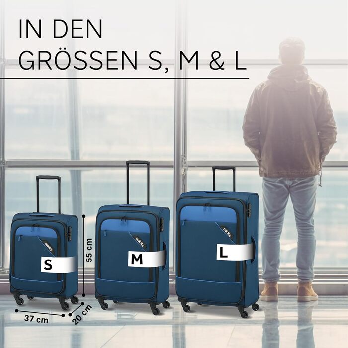 Paklite Чемодан ручної поклажі на 4 колесах, 55 см, 41 літр, блакитний, з TSA замком та функцією розширення